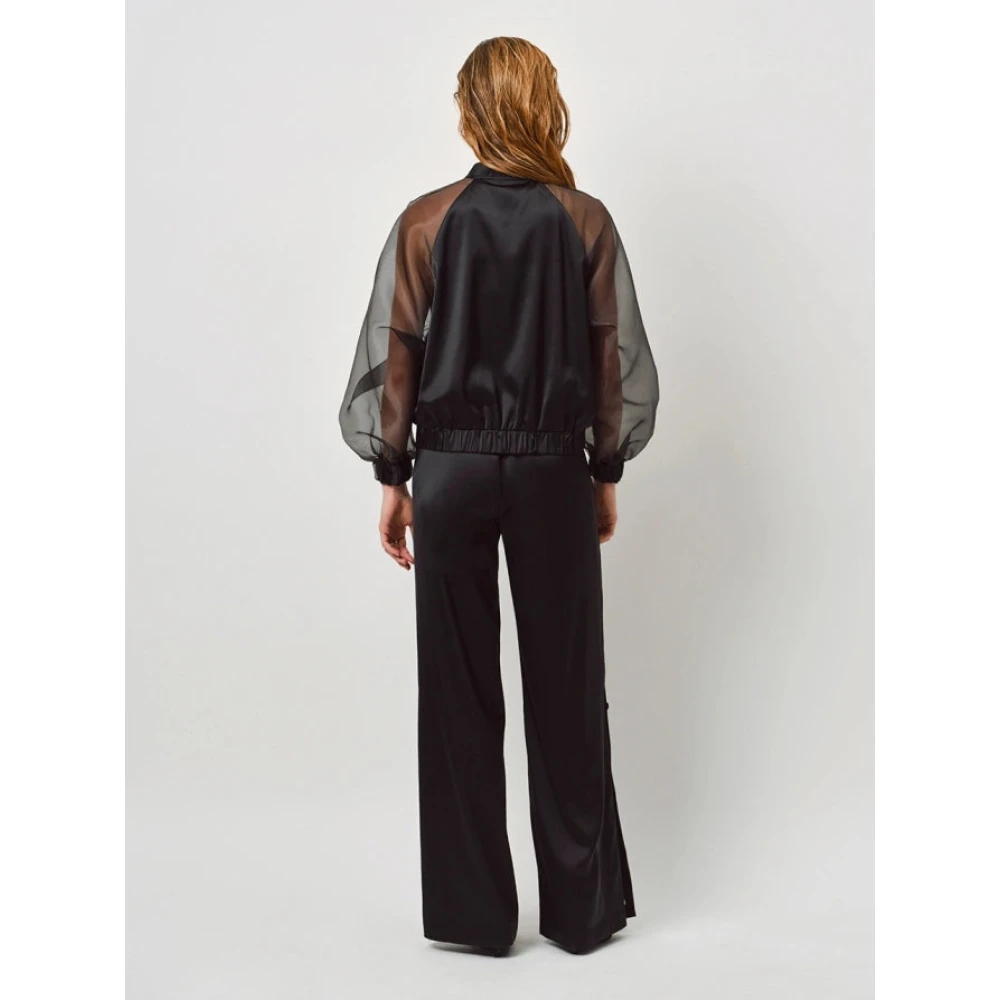 Dante 6 Zwarte satijnen en organza bomberjack Black Dames