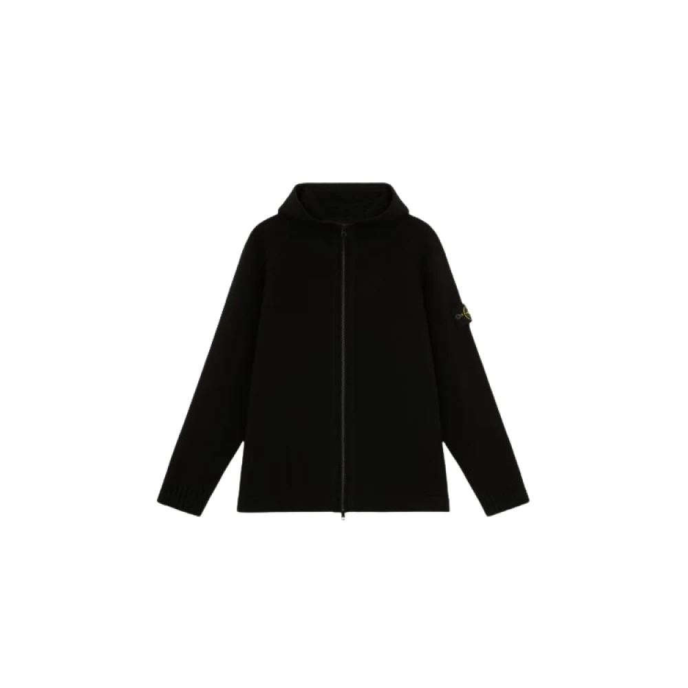 Stone Island Capuchon Wollen Mandpatroon Vest Black Heren