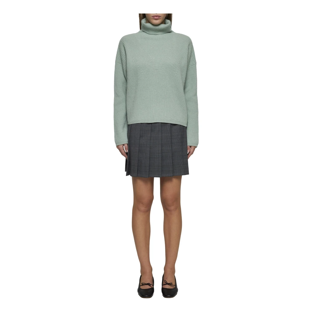Max Mara Studio Jade Green Ribbed Turtleneck Sweater Green Dames