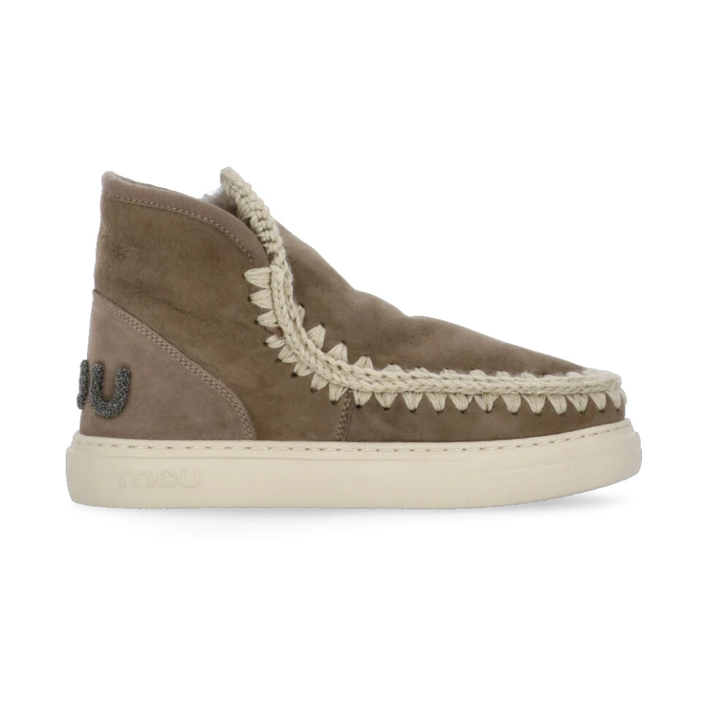 Mou Bruine Suède Leren Sneakers met Wolsteken Brown Dames