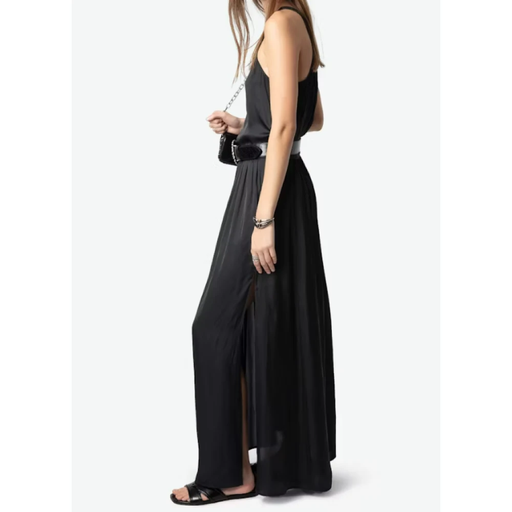 Zadig & Voltaire Zwarte Satijnen Split Rok Black Dames