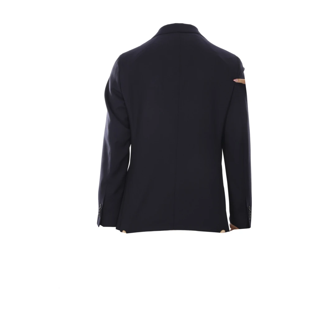 Caruso Blauwe Wol Single-Breasted Jas Blue Heren