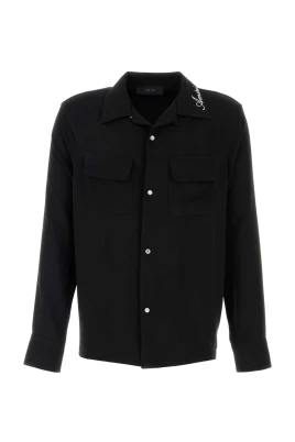 Svart polyester skjorta för män