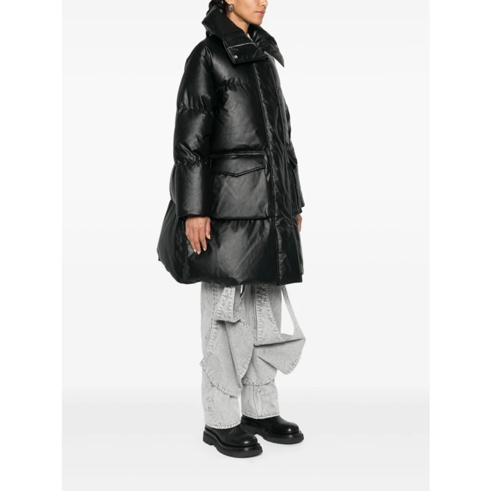 MM6 Maison Margiela Zwarte Lange Pufferjas Black Dames