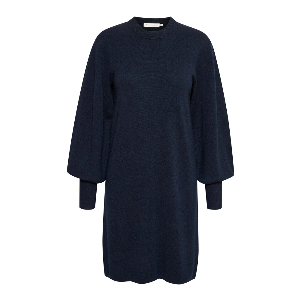 Inwear Blue Knitted Dresses, Female, 2XS, Marine Dress With Beautiful Sleeves