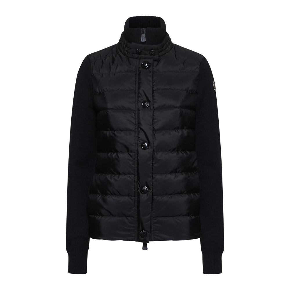 Moncler Zwart Wol Gewatteerd Donsvest Black Dames