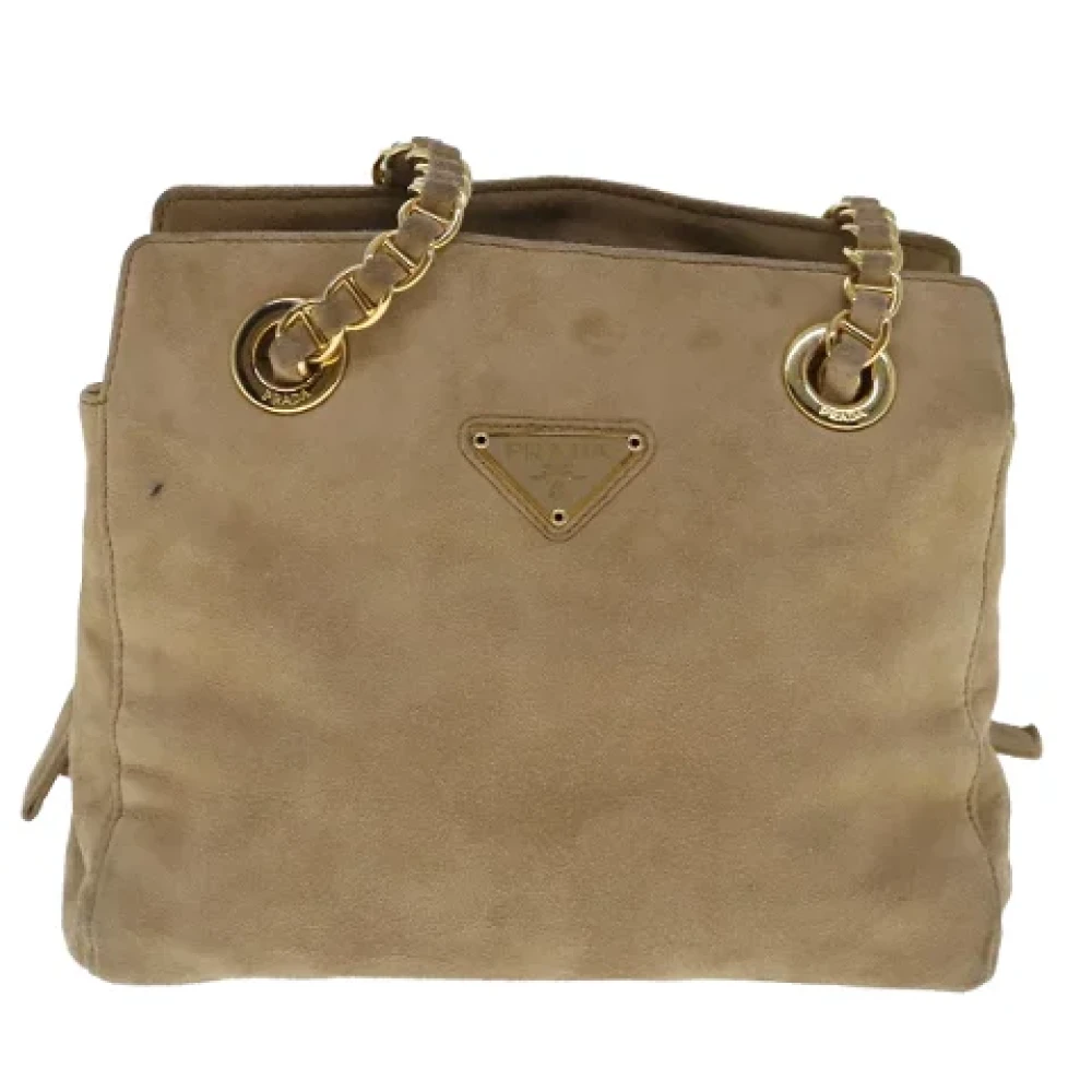 Prada Vintage Pre-owned Suede prada-bags Beige Dames