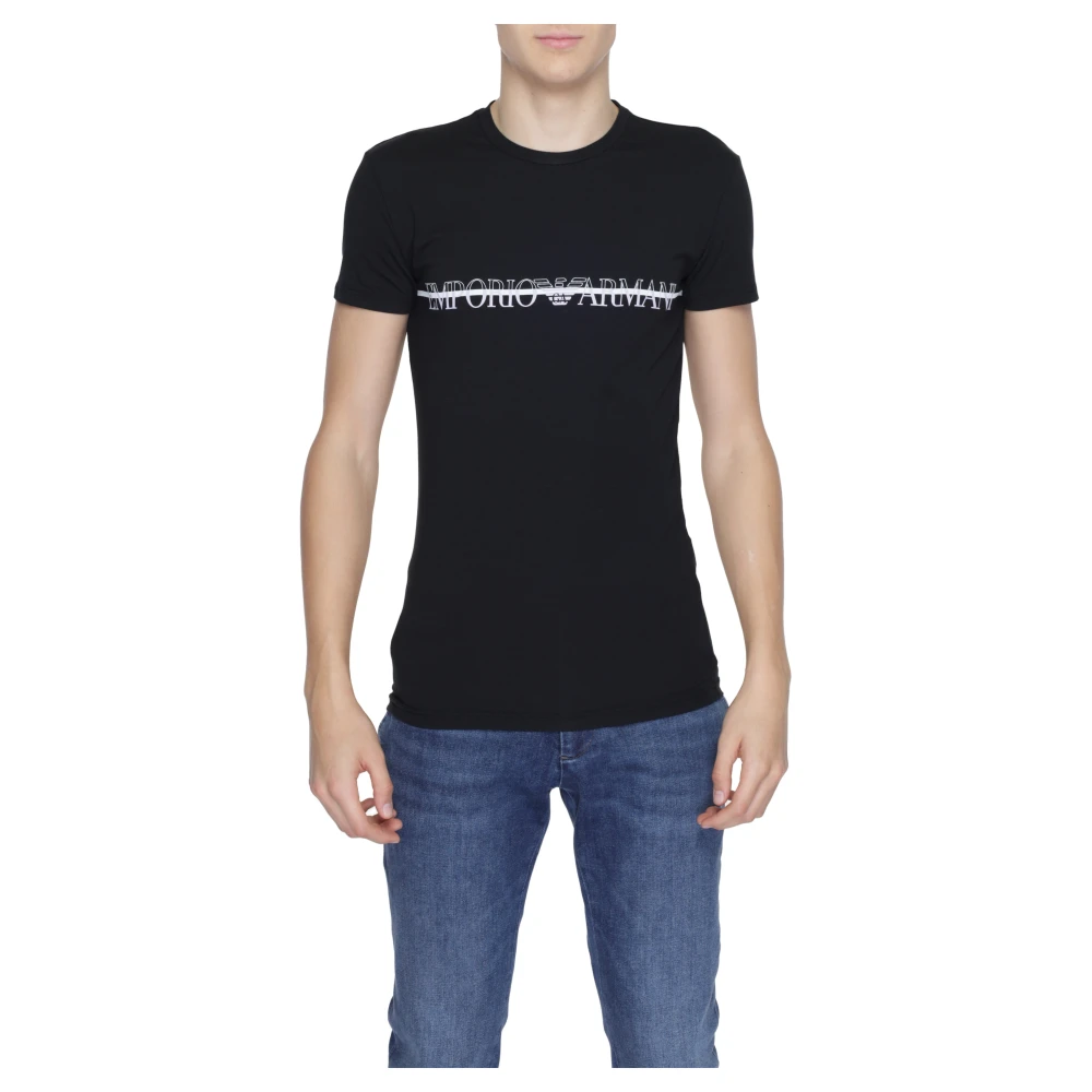 Emporio Armani Zwarte katoenen T-shirt voor mannen Lente Zomer Black Heren
