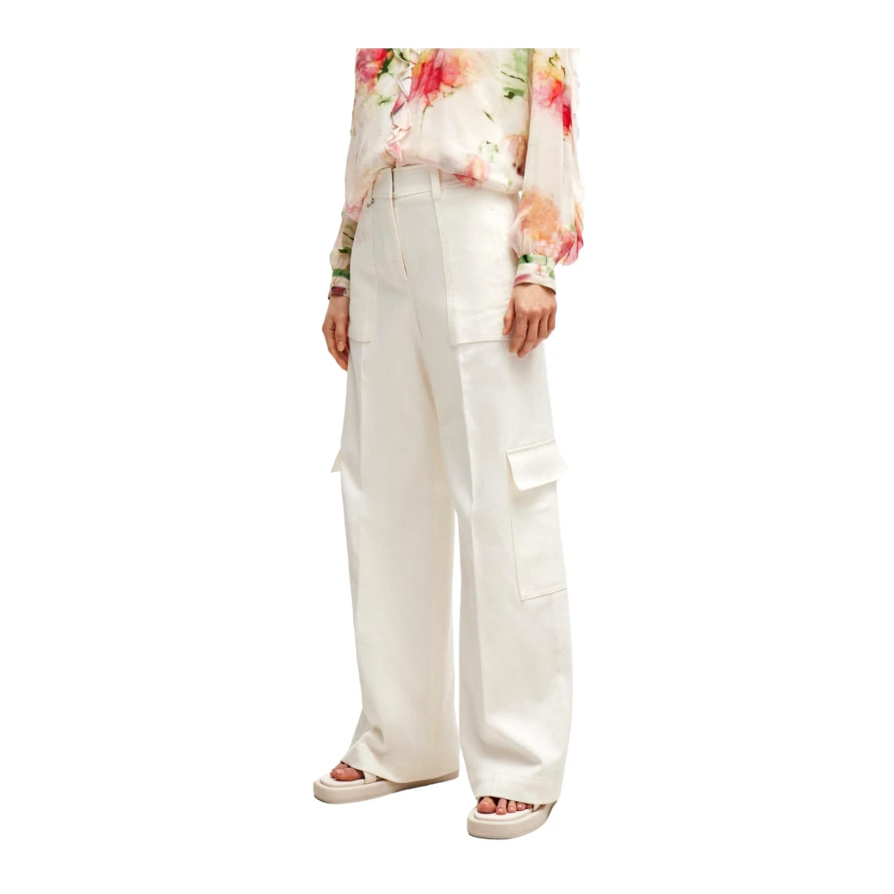 Hugo Boss Trendy Cargo Broek in Wit Katoenmix White Dames