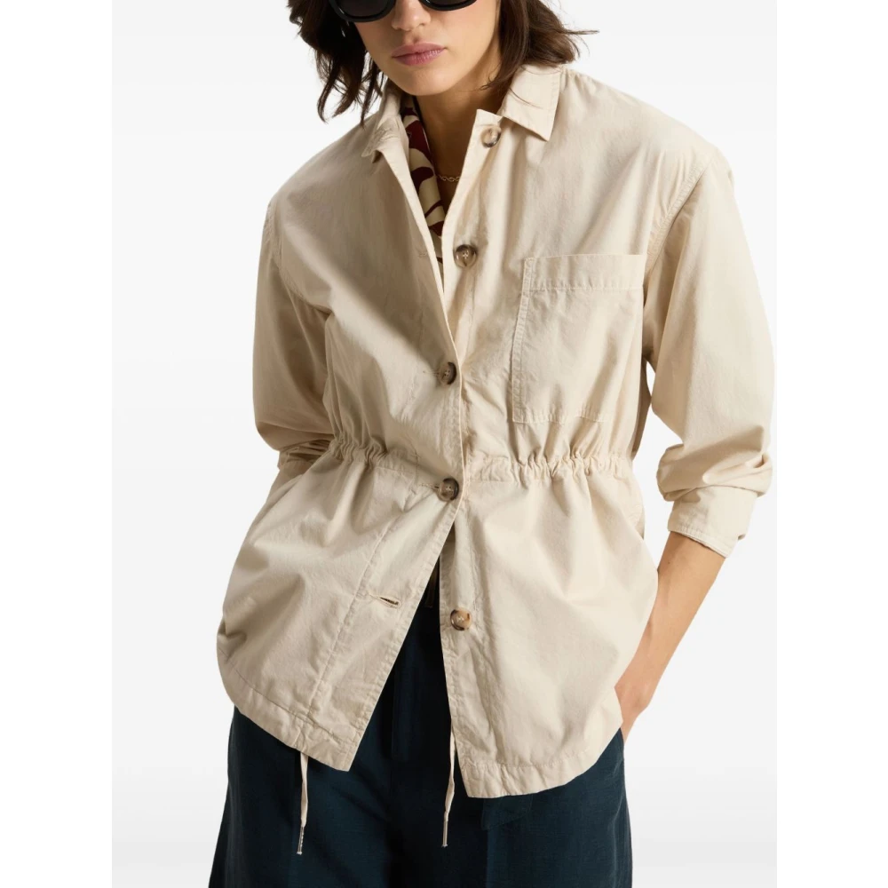Woolrich Beige Knoopjas met Elastische Tailleband Beige Dames