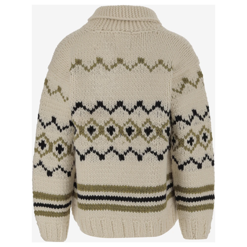 Woolrich Geometrische Wollen Trui Hoge Kraag Knoopsluiting Multicolor Heren