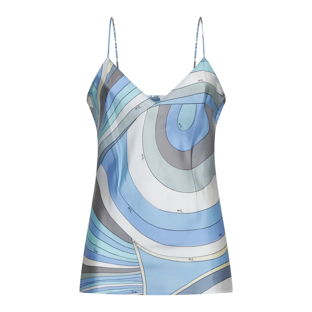 EMILIO PUCCI Glitter Mouwloze Top met Kettingband Blue Dames