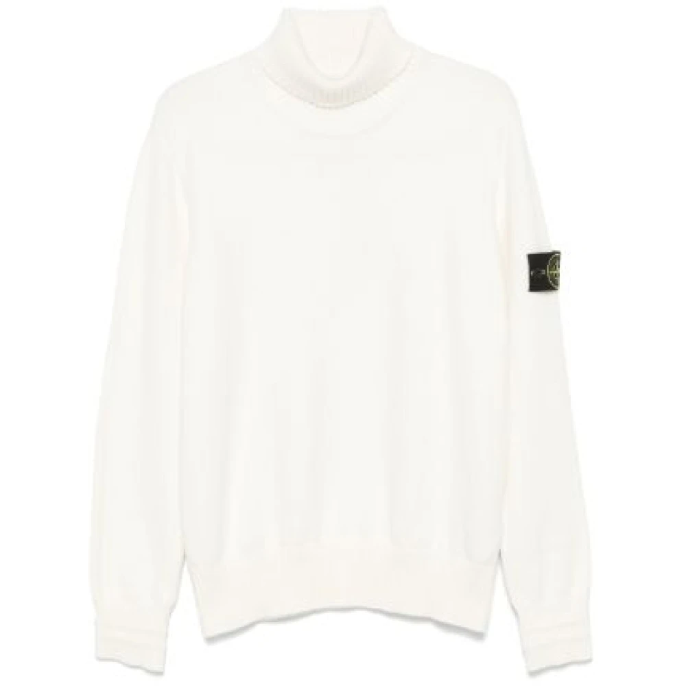 Stone Island Compass Gebreide Katoenen Trui White Heren