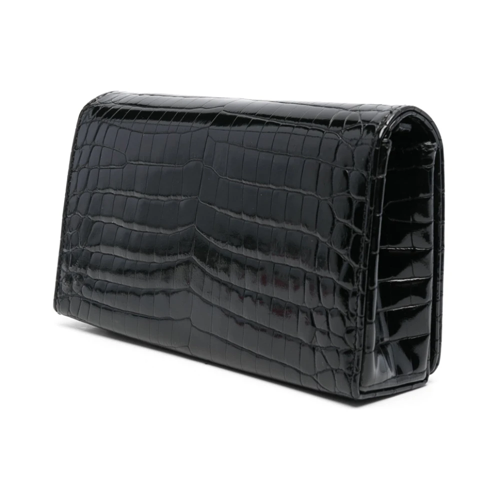 Love Moschino Zwarte Krokodil Logo Schoudertas Black Dames