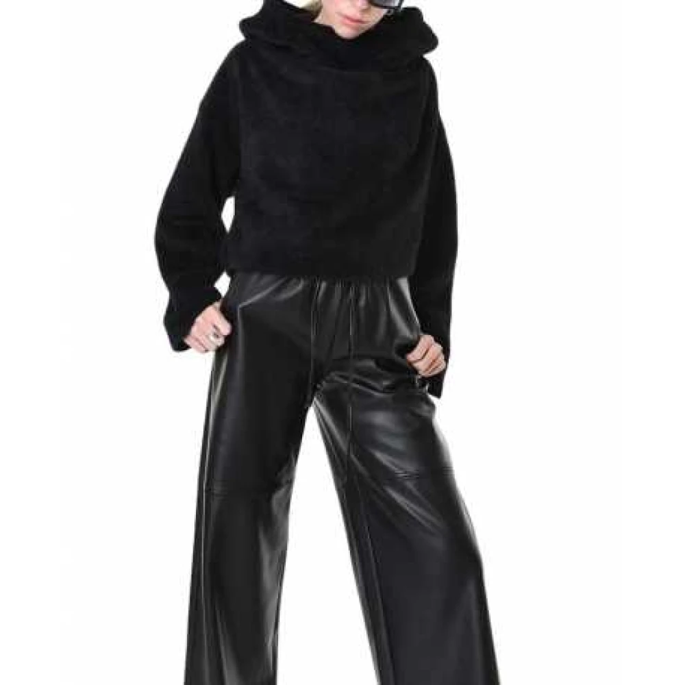 La Haine Inside Us Zwarte Nep Bont Hoodie Lw957 Black Dames