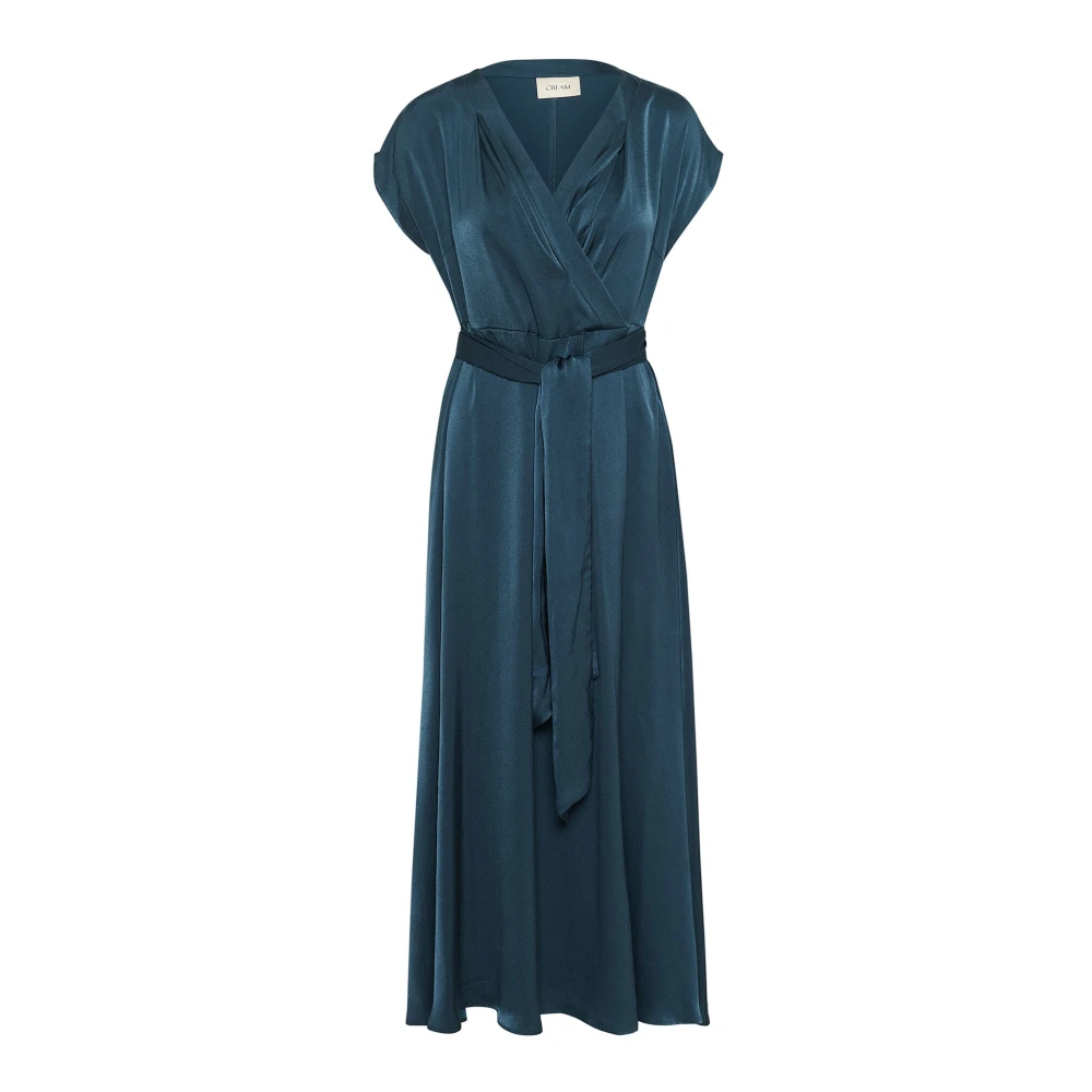 Cream Blue Maxi Dresses, Female, L, Petrol Dress With V-Neck