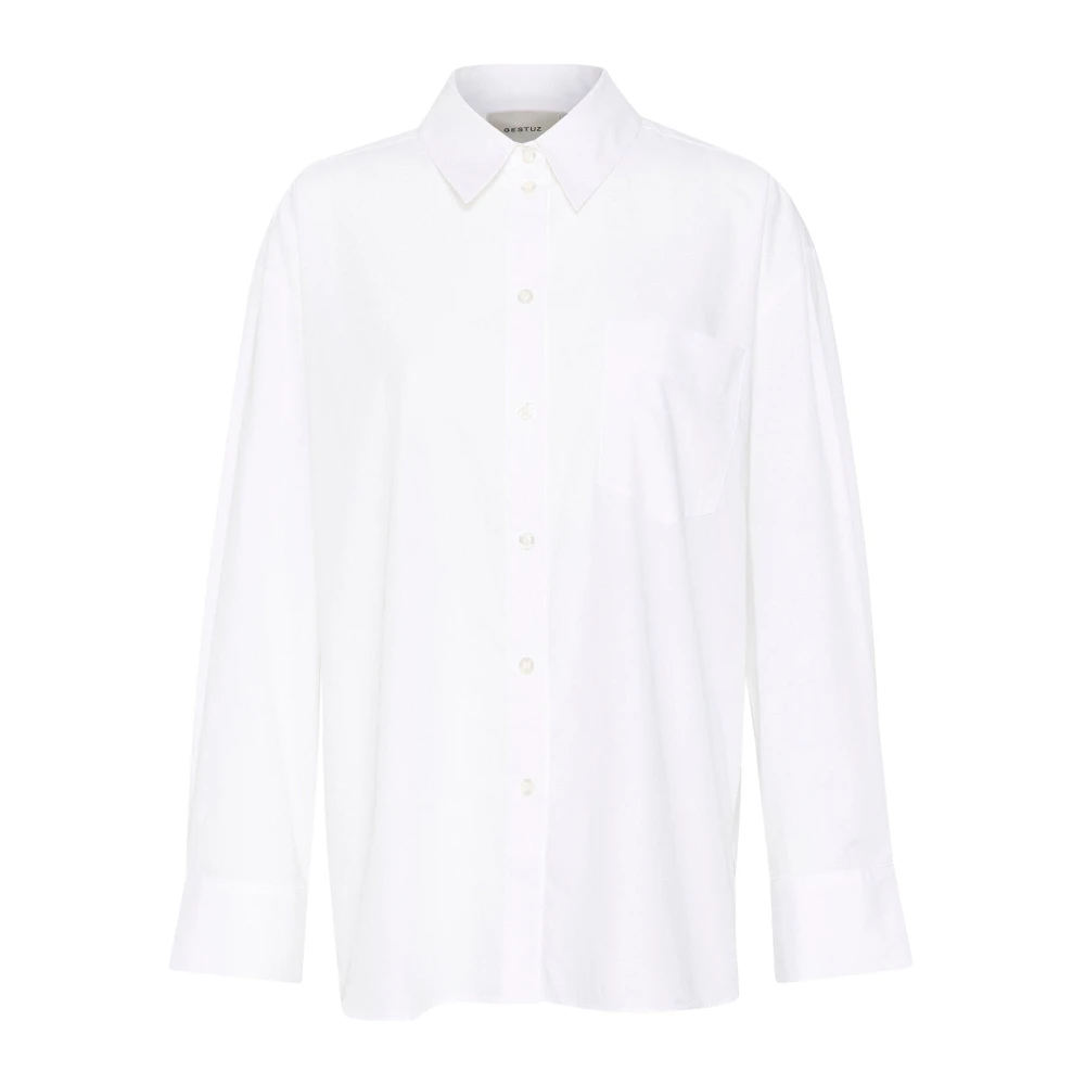 Gestuz Women's White Oversized Shirt With Button Closure - Shirts - 2XS - Blouses & Shirts