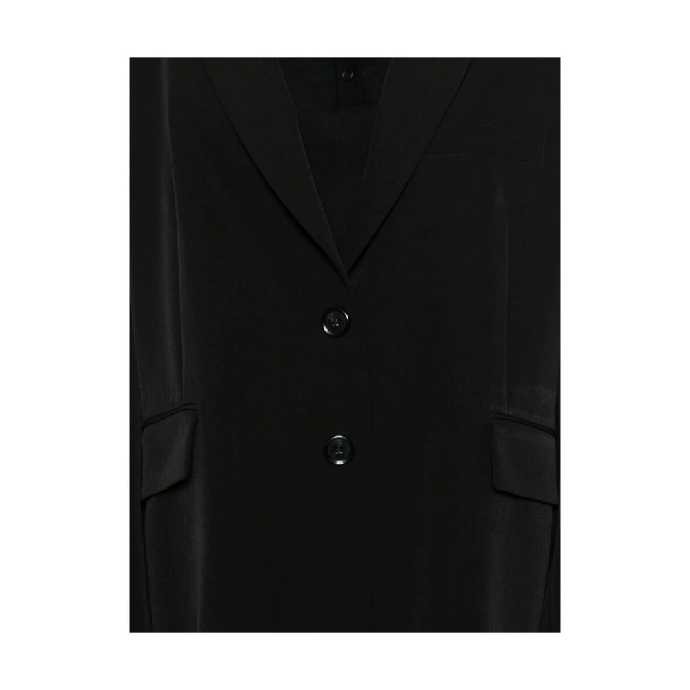 pinko Zwarte Jas met Revers en Logo Black Dames