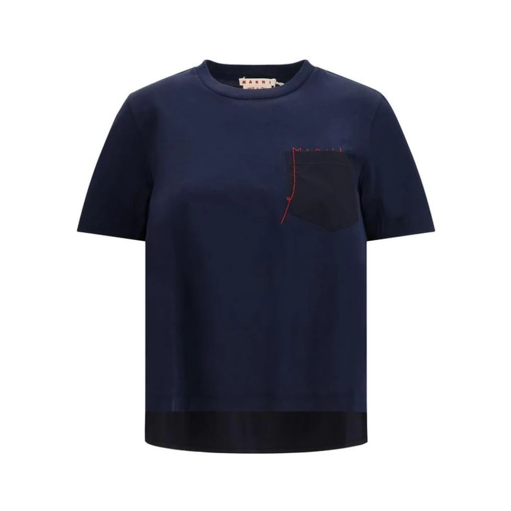 Marni Women's Blue Cotton T-Shirt With Graphic Print