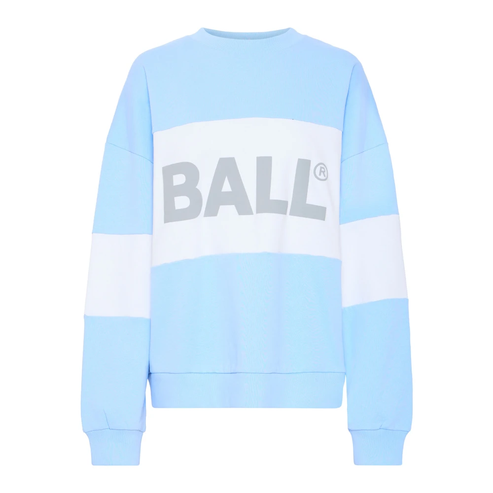 Ball Logo Crew Neck Sweatshirt Light Blue Dames