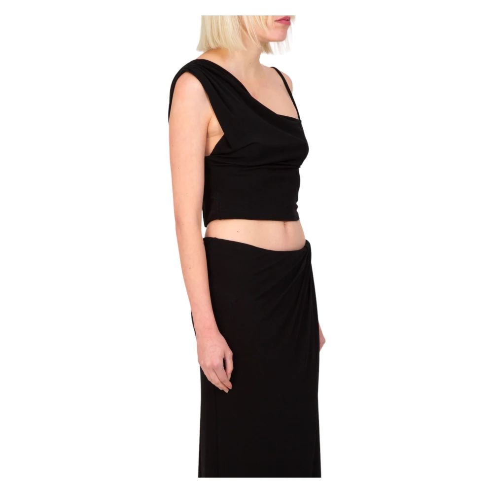 pinko Asymmetrische Crepe Top in Z99 Black Dames