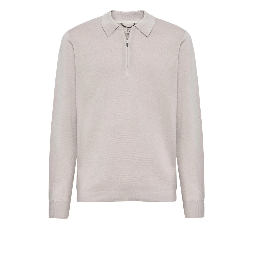 Boggi Milano Gebreide Tech Polo Shirt Beige Heren