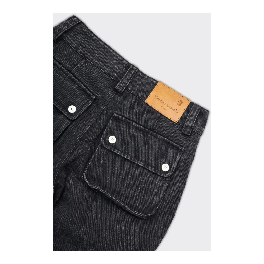 Untitled Artworks Wijde Cargo Broek in Zwart Gray Heren