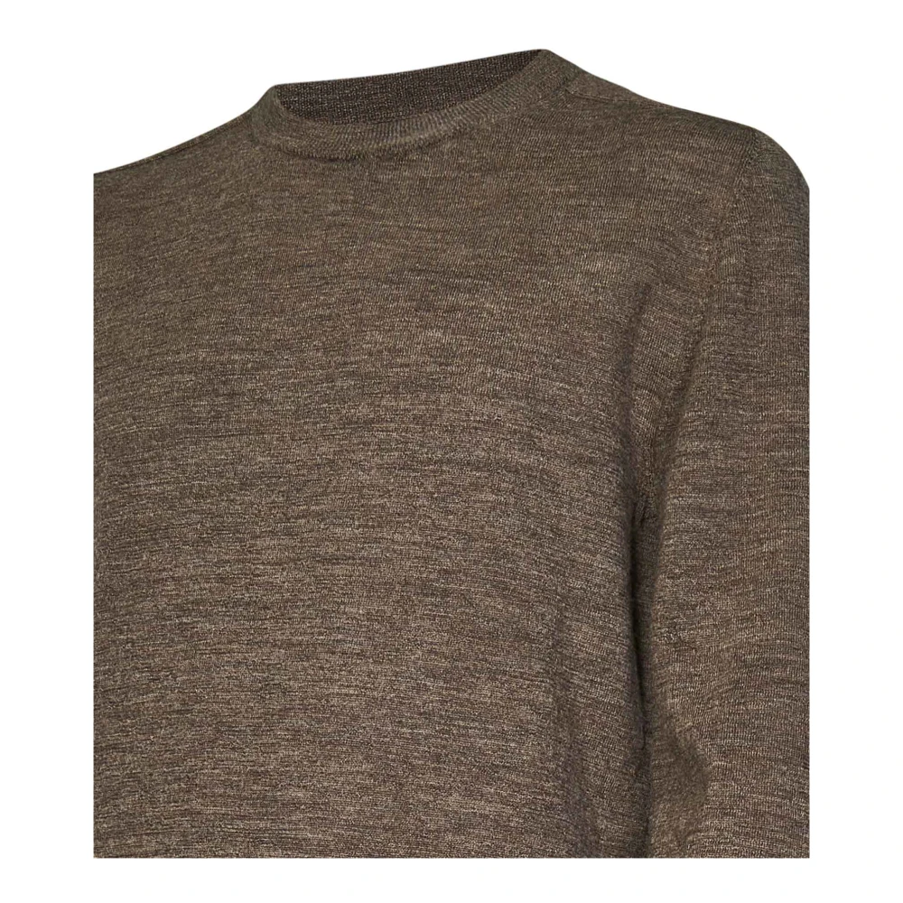 Maison Margiela Bruine Wollen Trui met Leren Patches Brown Heren