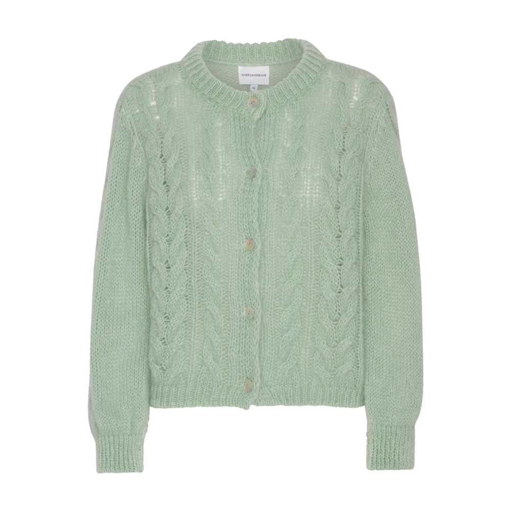 American Dreams Zachte Mintgroene Kabeltrui Vest Green Dames