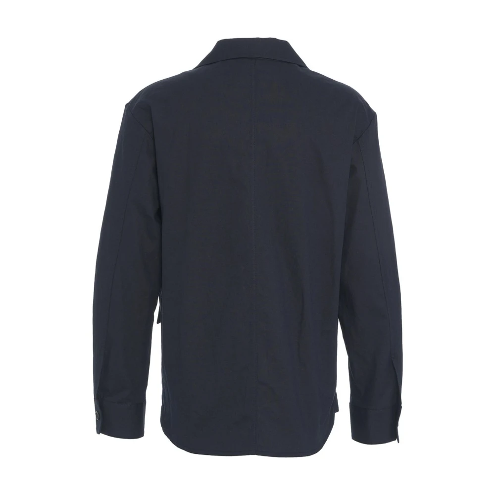 Paolo Pecora Blauwe Linnen Blend Overshirt Jas Blue Heren