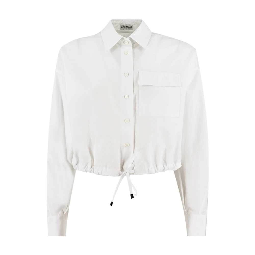 Brunello Cucinelli White Cropped Shirt - Female - Shirts - M - Blouses & Shirts