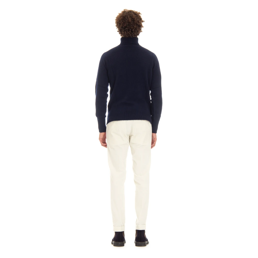 Drumohr Blauwe Wollen Trui Dolcevita Stijl Blue Heren