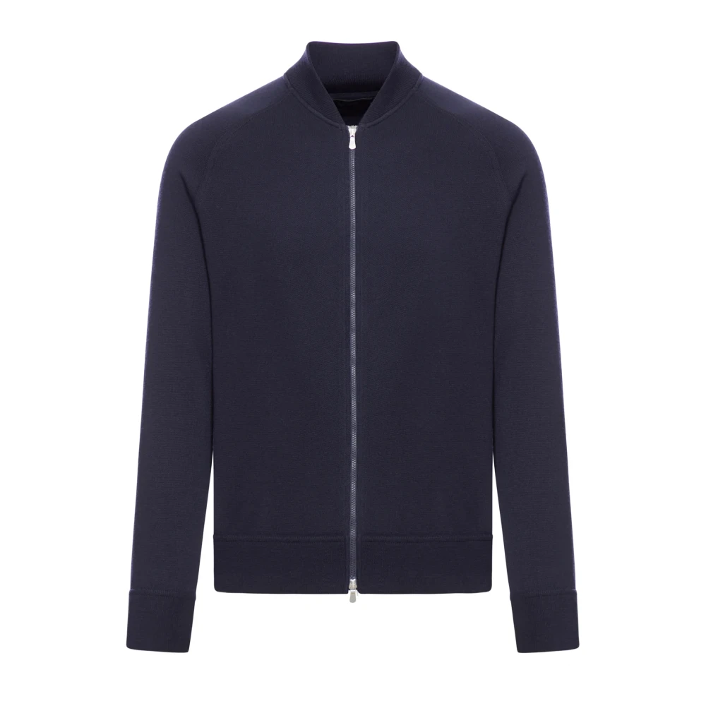 Paolo Fiorillo Capri Blauwe Wol Zip Sweater Blue Heren
