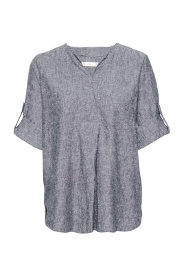 marinbla-melange-blus-med-v-ringning