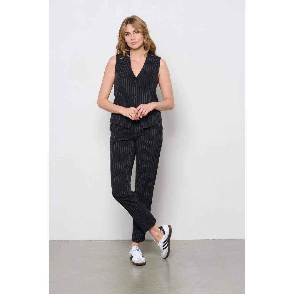 &Co Woman Pin-Stripe Cigarette Broek Black Dames