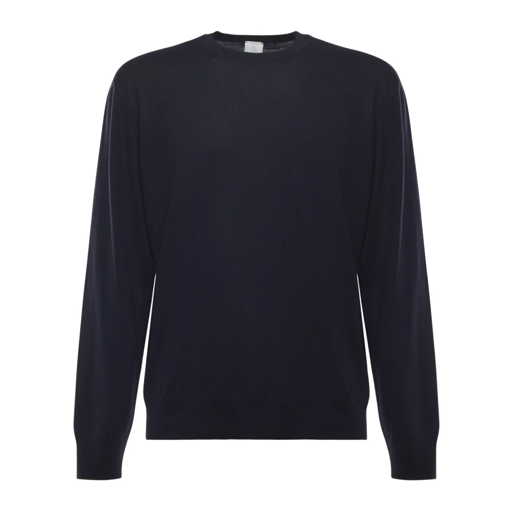 Eleventy Herr Blå Stickade Tröjor 2XL, Kashmir, Crew Neck Cashmere Sweater