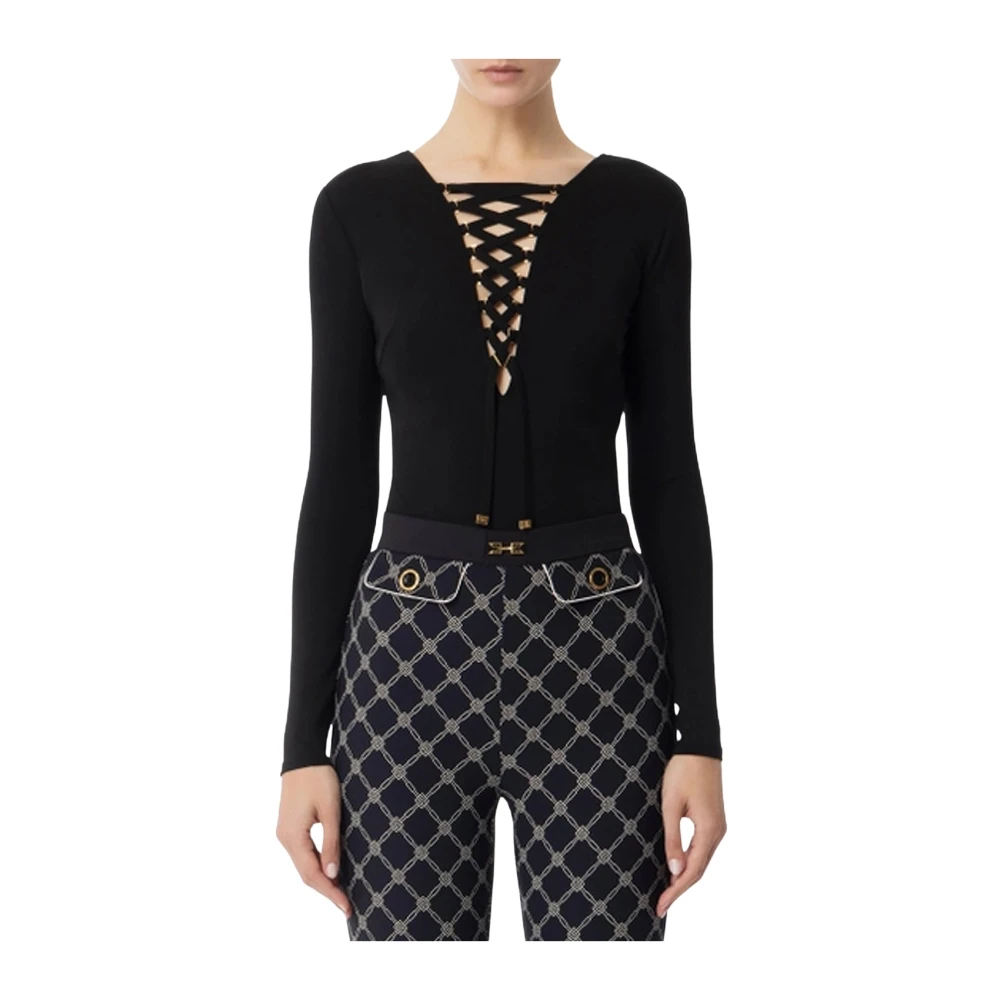 Elisabetta Franchi Zwarte Top met Stijl Black Dames