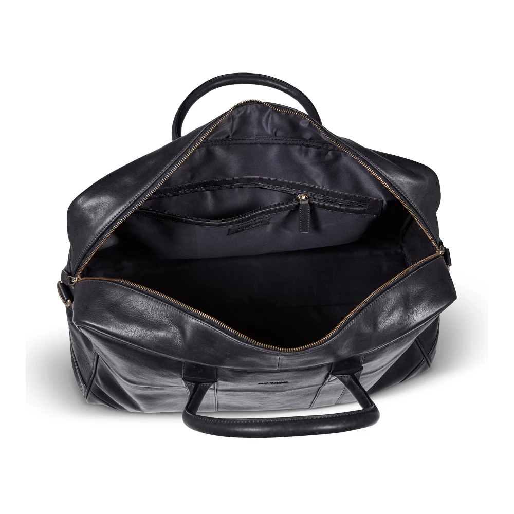 Howard London Zwarte Leren Weekendtas Black Heren
