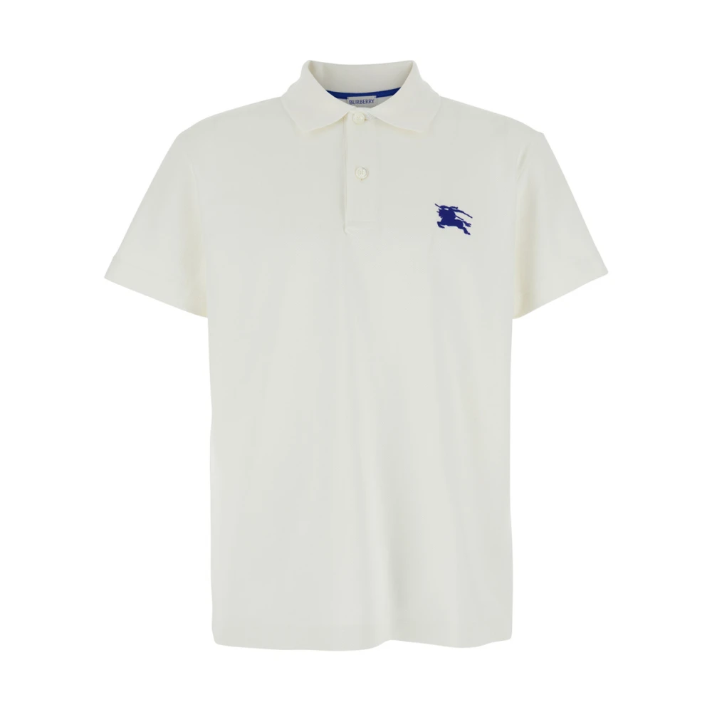 Burberry Vit Polo med Equestrian Knight Logo White, Herr