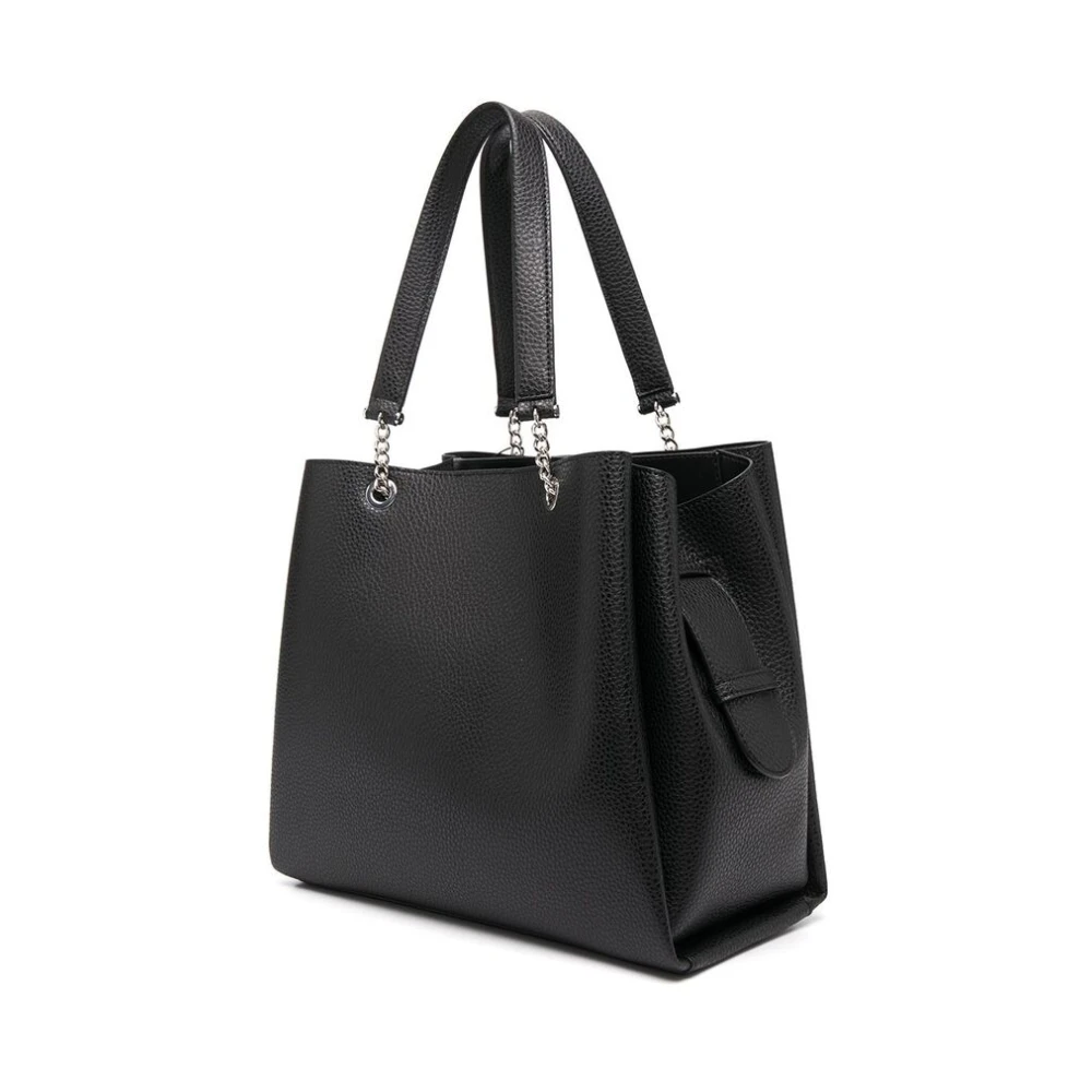 Emporio Armani Zwarte Pebble Textuur Logo Print Tas Black Dames