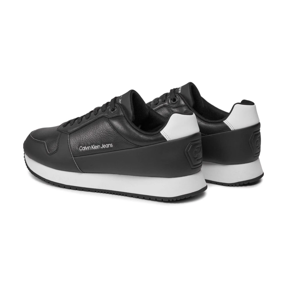 Calvin Klein Gemengde leren sneakers Black Heren