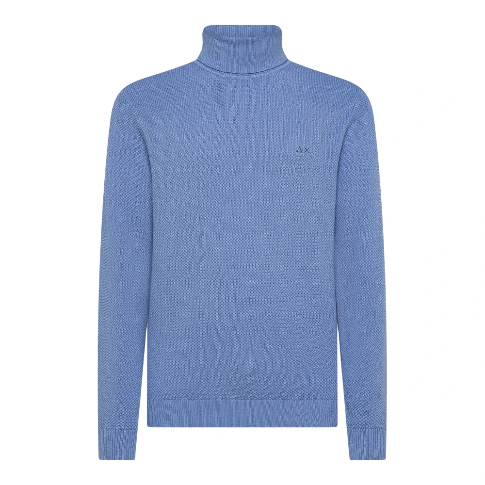 Sun68 Men's Blue Turtle Jumper Rice Knitway L/S - Turtlenecks - L - Knitwear