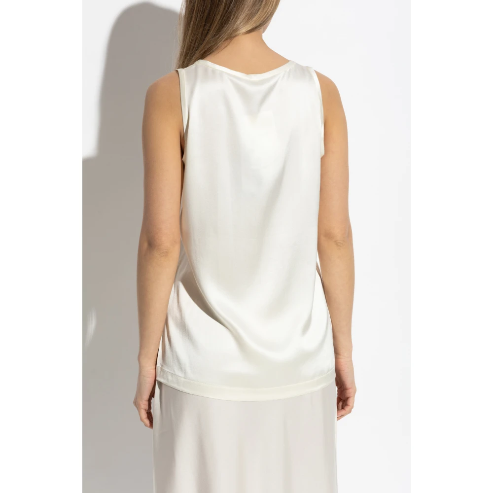 Lisa Yang Mouwloze zijden top Beige Dames