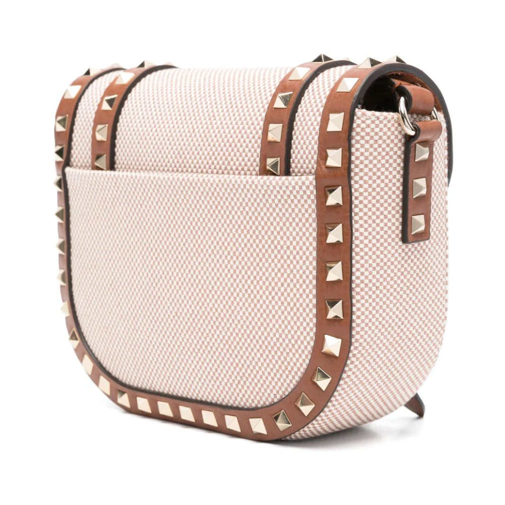 Valentino Garavani Rockstud Small Messenger Tas Beige Dames