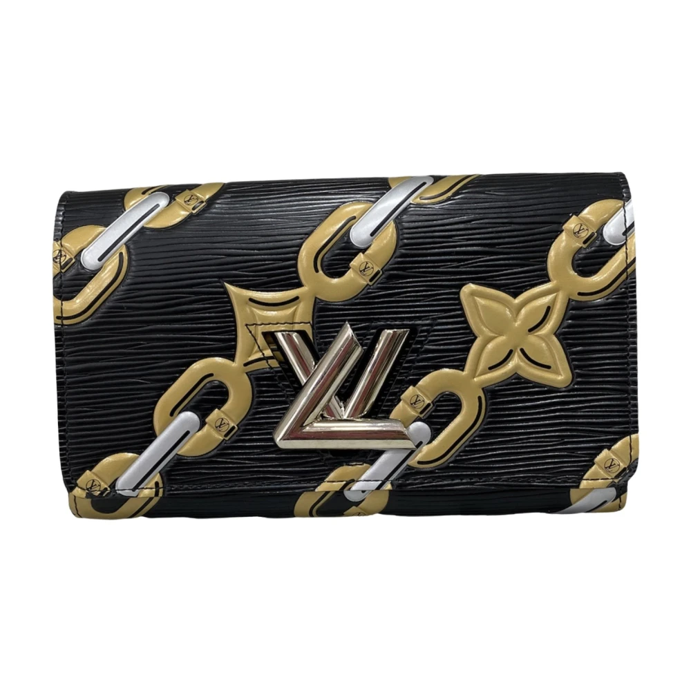 Louis Vuitton Vintage Förägd plånbok Twist EPI-kedjor Svart Dam