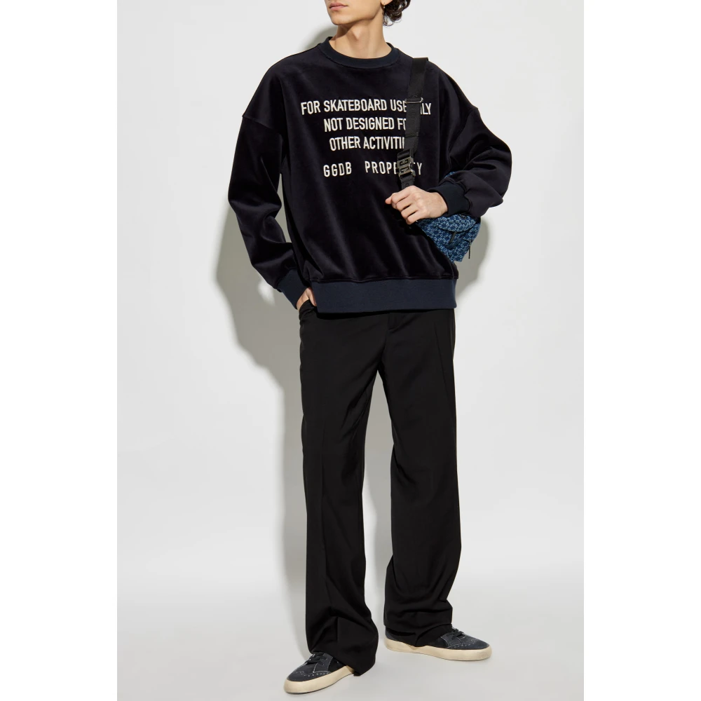Golden Goose Velours Sweatshirt met Logo Black Heren