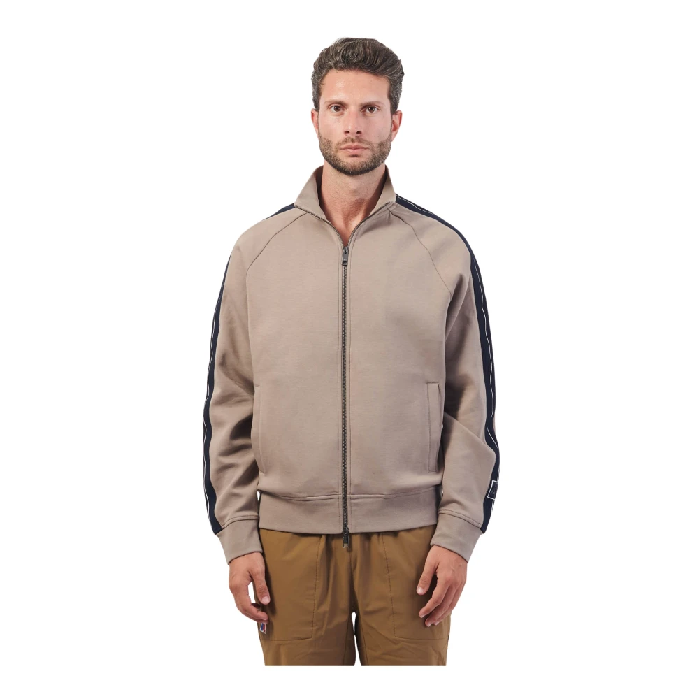 Armani Exchange Herren Braun Er Zip-Sweater Mit Kontrastband