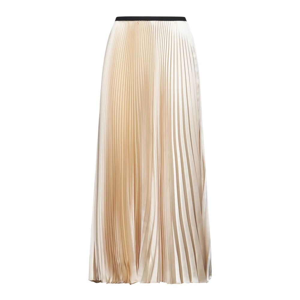 Blanca Vita Wijdvallende Beige Rok met Elastische Tailleband White Dames
