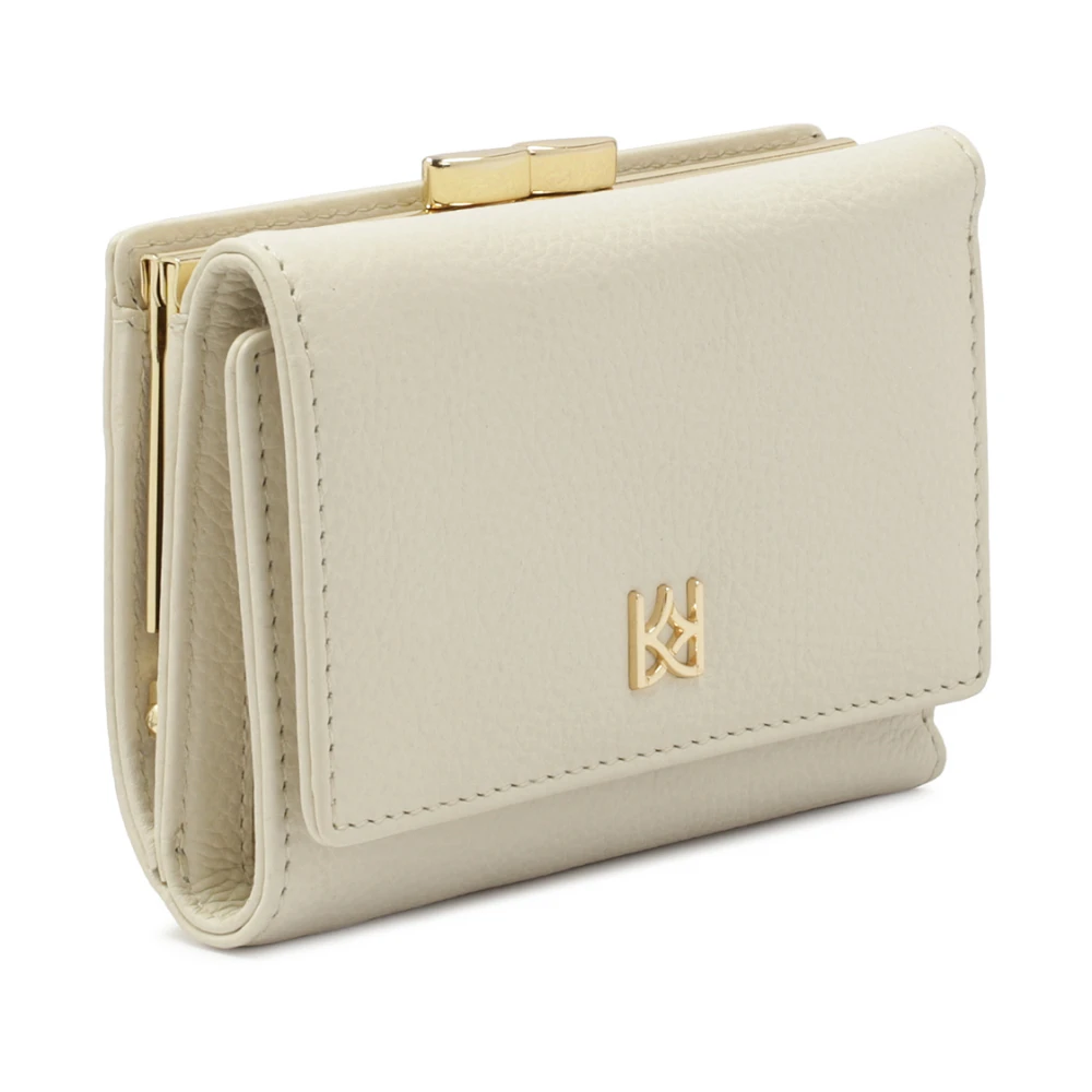 Kazar Crème kleine leren portemonnee Beige Dames