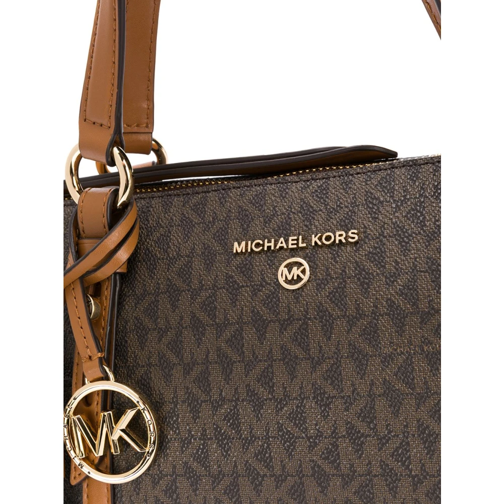 Michael Kors Bruin Leren Tote Tas met Logo Brown Dames